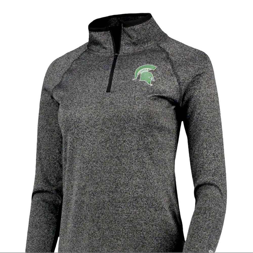 Colosseum Women's Gray Quarter-Zip Pullover with Green Logo